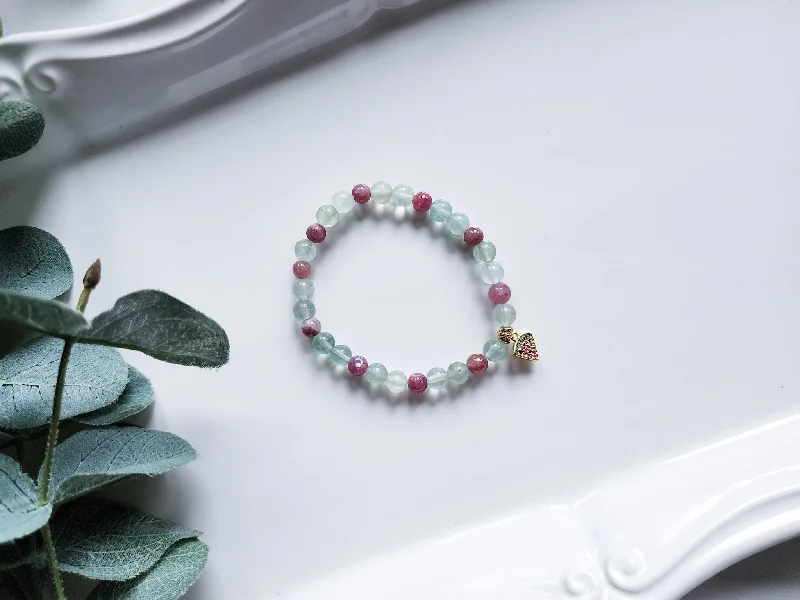 Huge Savings On Premium Jewelry Styles Fluorite and Rainbow Tourmaline Beaded Bracelet || Reiki Infused