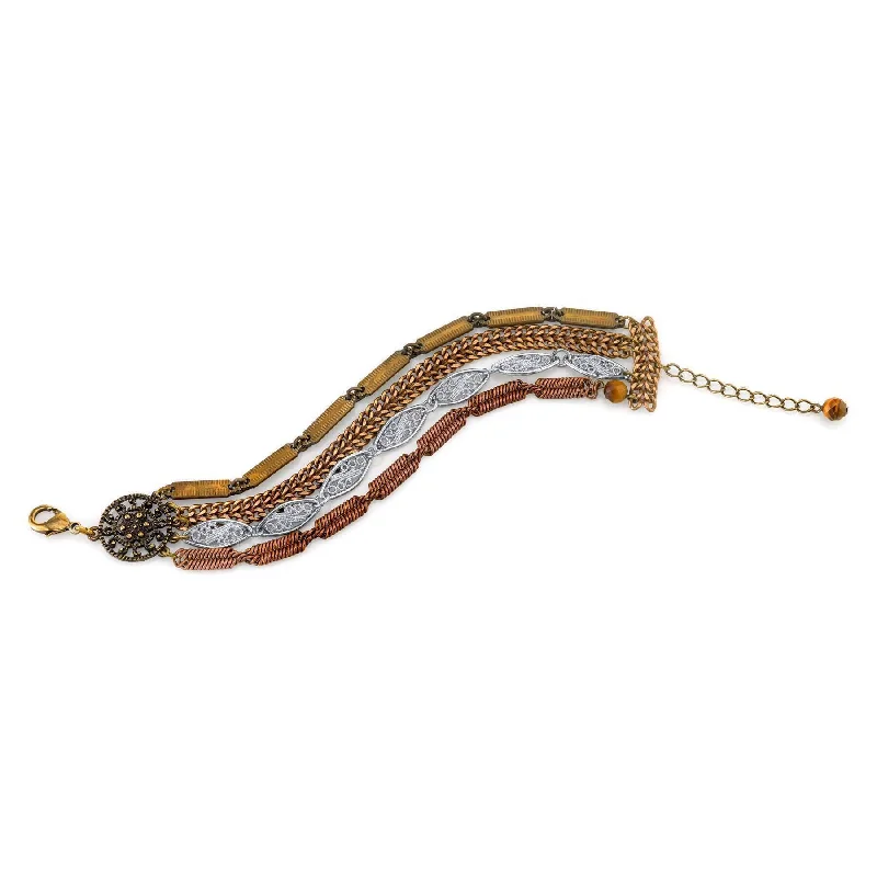 Limited-Time Offer On Elegant Jewelry Pieces T.R.U. Vintage Chain Bracelet Accented With Gemstone Tigers Eye