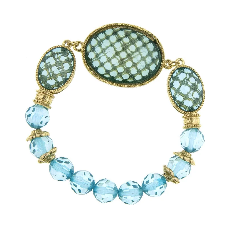 Fashion-Forward Jewelry At Incredible Prices 1928 Jewelry Light Aqua Blue Oval Faceted Stretch Bracelet