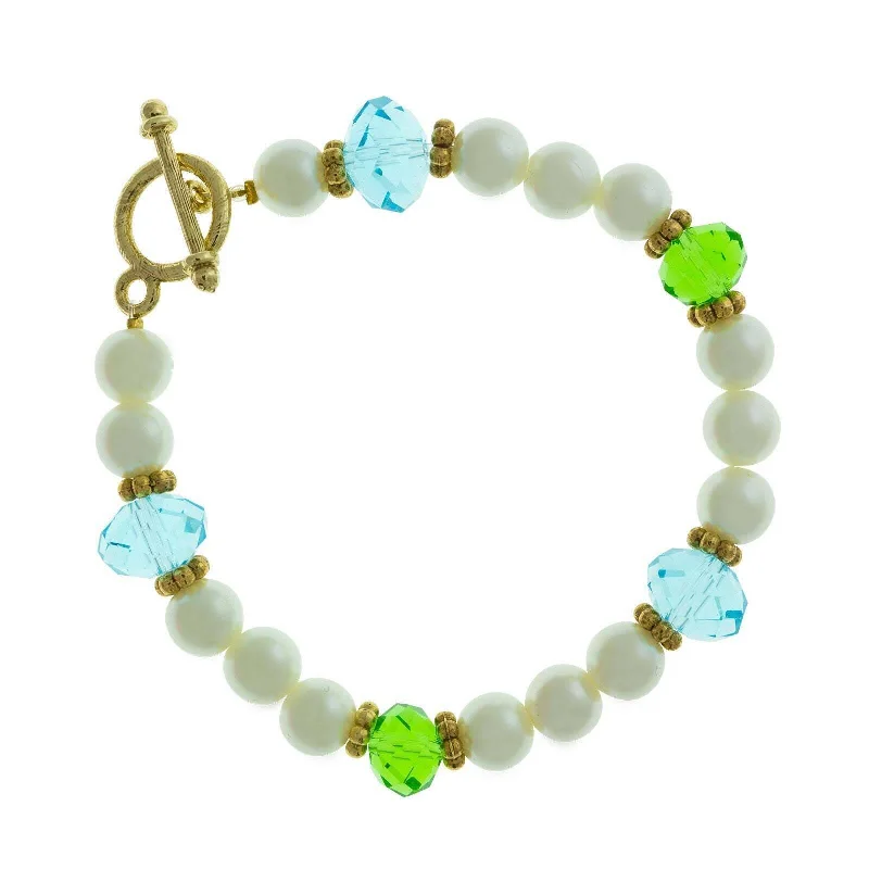 Premium Jewelry Now Available At Special Discounts 1928 Jewelry Faux Pearl Aqua And Green Bead Toggle Bracelet