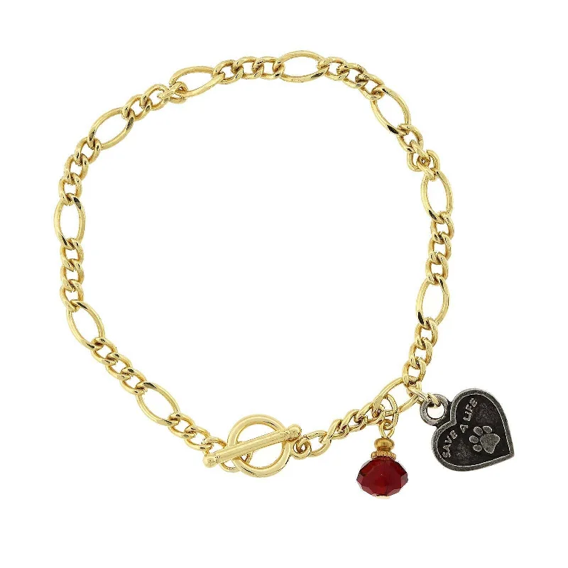 Flash Sale On Exquisite Jewelry – Don't Miss Out 1928 Jewelry Save A Life Heart Siam Red Bead Toggle Bracelet