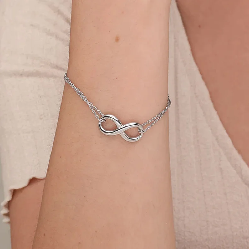 Handmade Pearl Jewelry For Timeless Elegance Infinity Friendship Bracelet- 18k White Gold Plated