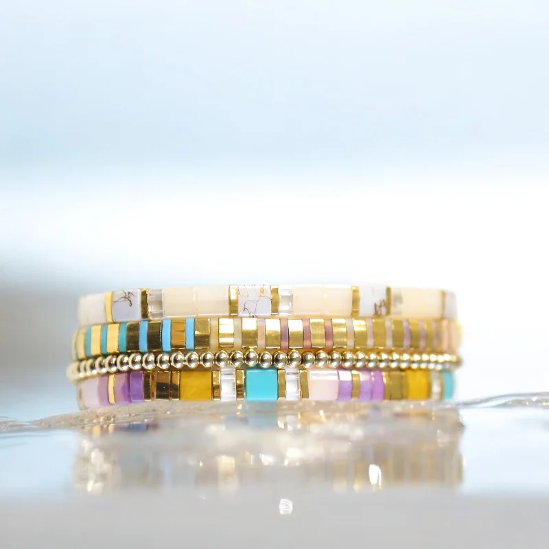Trending Jewelry Now Available At Exclusive Prices JERSEY GIRL - 4 Tila Bead Bracelet Stack