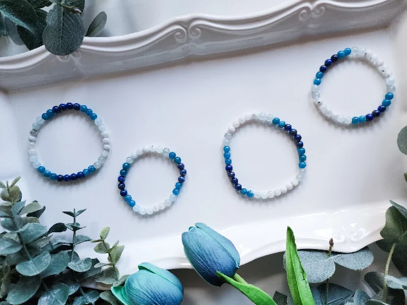 Personalized Jewelry Sale – Unique Gifts At Low Prices Lapis Lazuli, Apatite, Aquamarine, & Rainbow Moonstone Beaded Bracelet || Reiki Infused