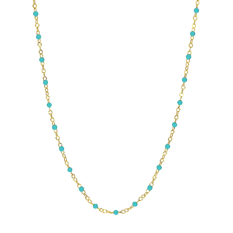 Shop Stylish Jewelry Now And Save Big Light Turquoise Enamel Bead on Piatto Chain