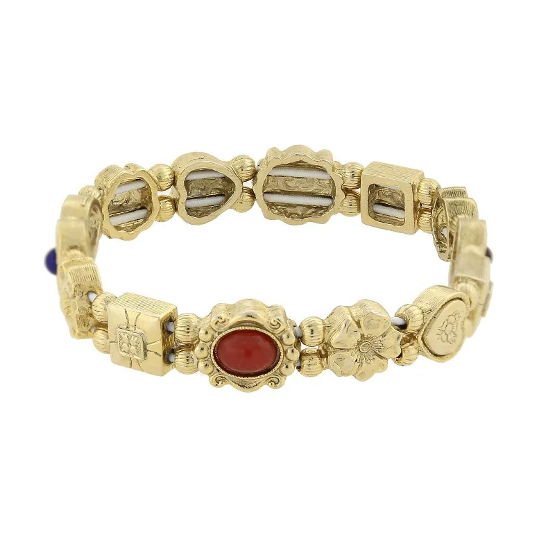 Elegant Jewelry, Exclusive Prices – Shop Now 1928 Jewelry Multi Charm Link Stretch Bracelet