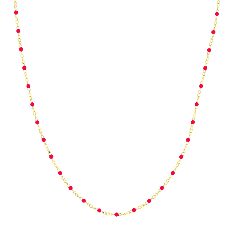 Jewelry Flash Sale – Stylish Designs At Unbeatable Rates Neon Pink Enamel Bead Piatto Chain