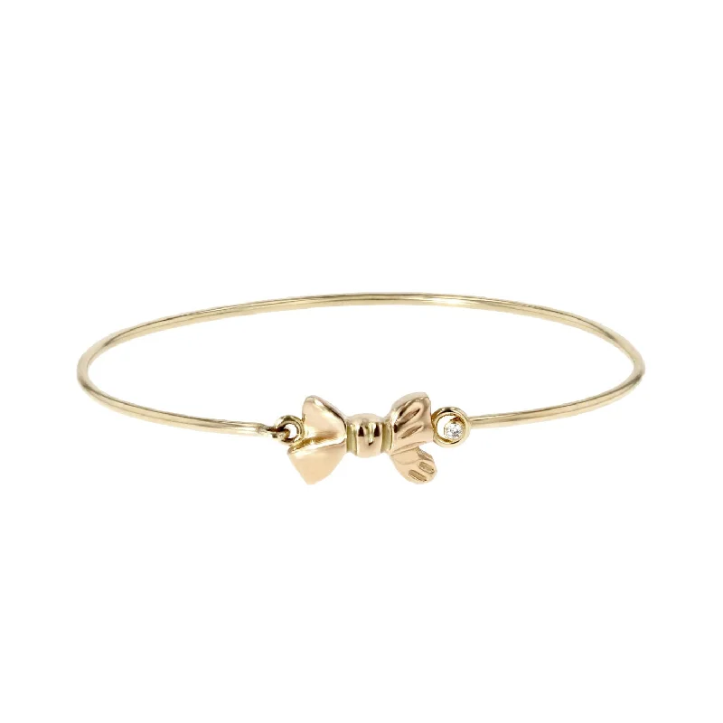 Discounted Jewelry For A Glamorous Look Lady Bow 14K Gold Bracelet w. Diamonds