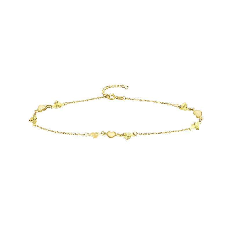 Your Dream Jewelry At Dream Prices – Shop Now Polished and Fluted Hearts Adjustable Anklet