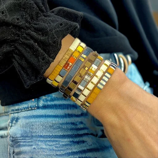 Fashion-Forward Jewelry At Incredible Prices RETRO GLOW - 7 Tila Bead Bracelet Stack