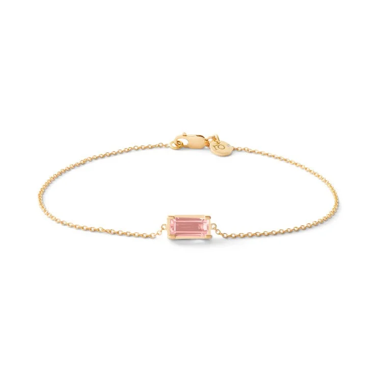 Waterproof Stainless Steel Jewelry For Lasting Beauty Nord Pink 18K Gold Bracelet w. Tourmaline & Diamond