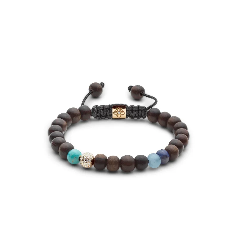 Everyday Jewelry Essentials Now On Sale 6mm Non-braided Charcoal Grey & Blue 18K Gold Bracelet w. Gemstones