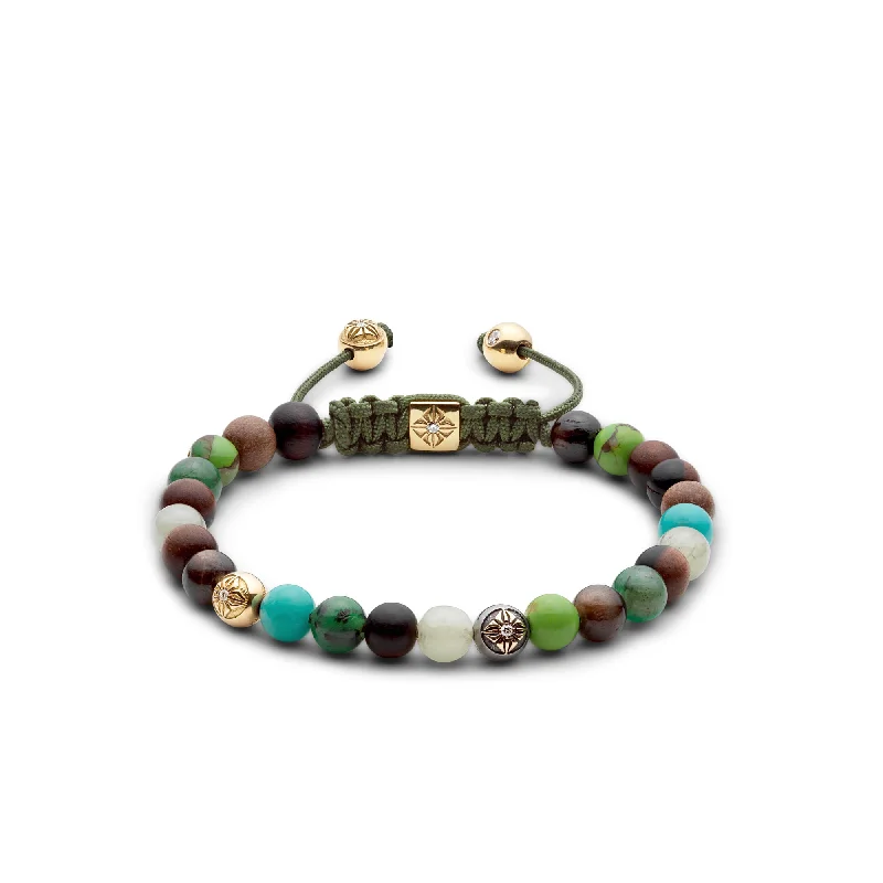 Dazzle In Elegance With Our Biggest Jewelry Sale 6mm Non-braided Olive 18K Gold Bracelet w. Gemstones