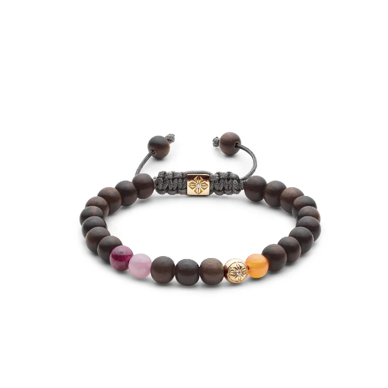 Exclusive Gemstone Jewelry Markdowns – Shop Now 6mm Starter Non-braided Stone Grey & Pink 18K Gold Bracelet w. Gemstones