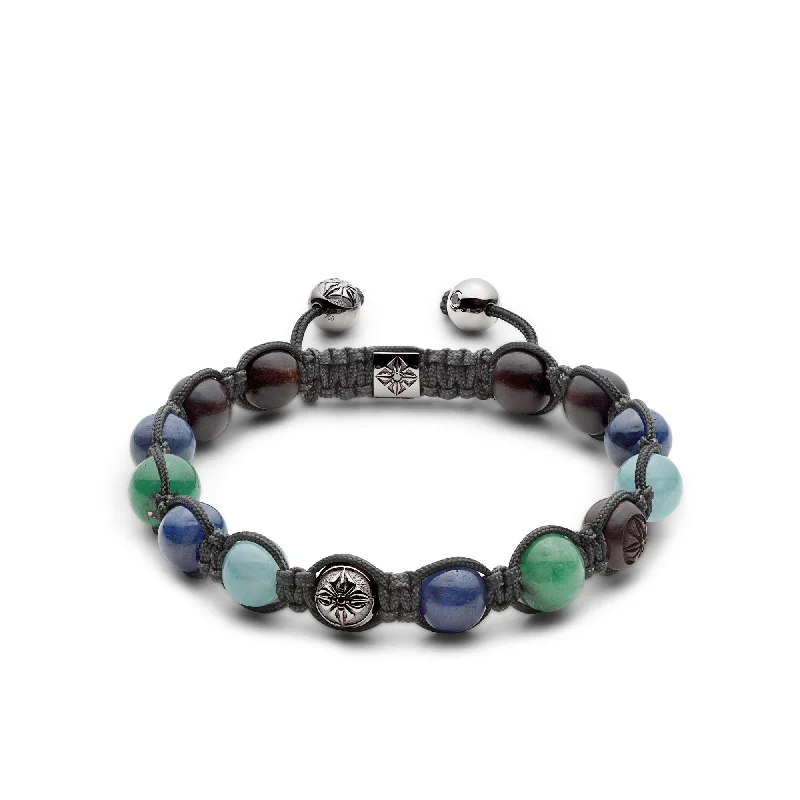 Stunning Jewelry Pieces At The Lowest Prices Ever 8mm Braided Charcoal Grey 18K Gold Bracelet w. Gemstones