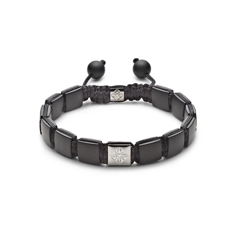 Discounted Luxury Jewelry – Shine Without The Splurge 10 mm Lock Black Square 18K Whitegold Bracelet w. Diamond