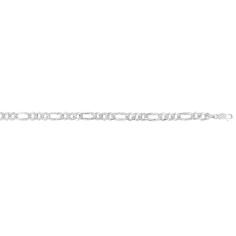 Don't Miss These Dazzling Jewelry Discounts Silver 7.2mm White Pave Figaro Chain