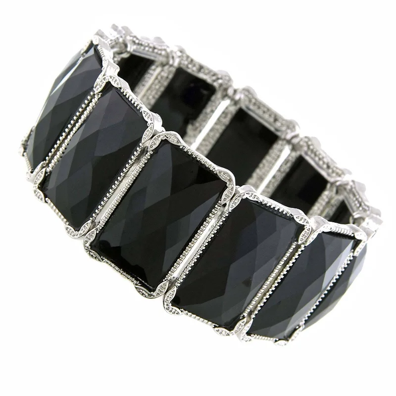 Grab Stylish Jewelry Before The Sale Ends 1928 Jewelry Jet Rectangle Stretch Bracelet
