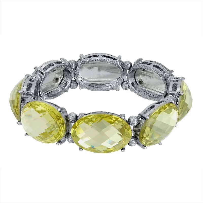 Elegant Jewelry Pieces At Unbelievable Prices 1928 Jewelry Light Yellow Crystal Oval Faceted Stretch Bracelet