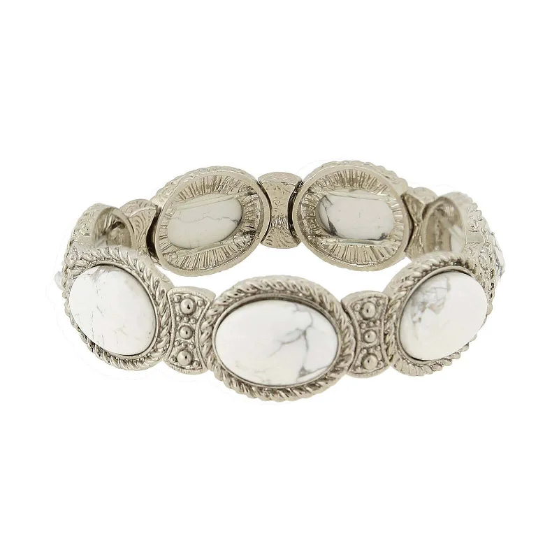 Get The Jewelry You Love At A Price You Love 1928 Jewelry Gemstone White Howlite Stretch Bracelet