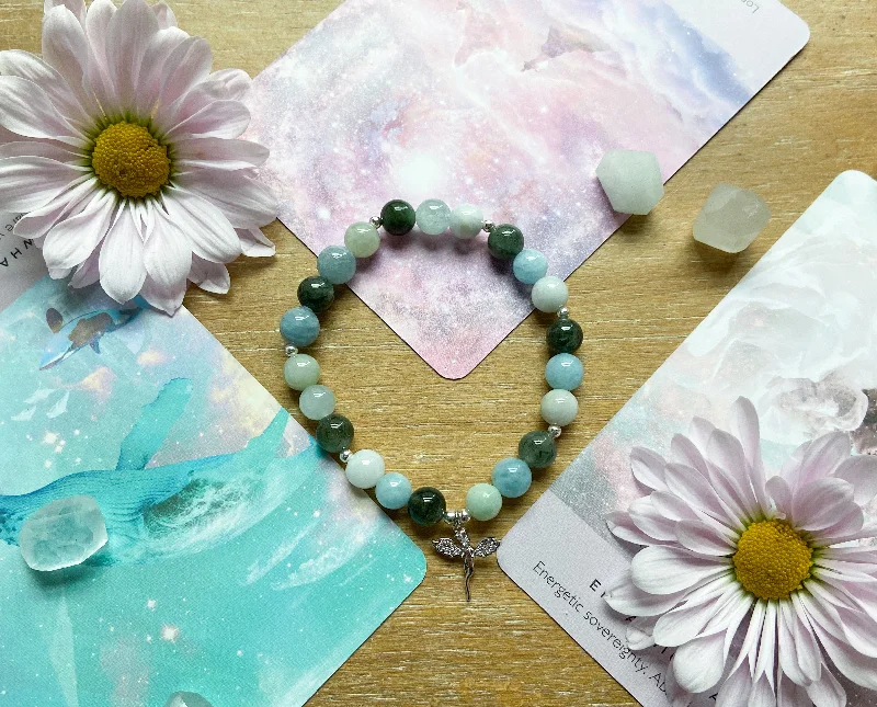 Fashion-Forward Geometric Jewelry For Contemporary Style Green Quartz, Morganite & Burmese Jade || Reiki Infused