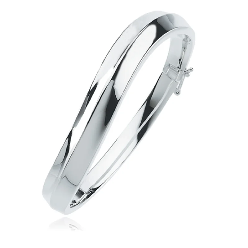 Trendy Minimalist Jewelry For Everyday Wear Sterling Silver 10mm High Polished Hinged Bangle Bracelet