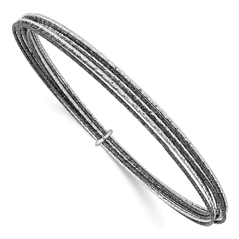 Luxury Jewelry Clearance – Shop Premium Styles Now Sterling Silver Black Plated D/C 10 Layer Intertwined Bangle Bracelet