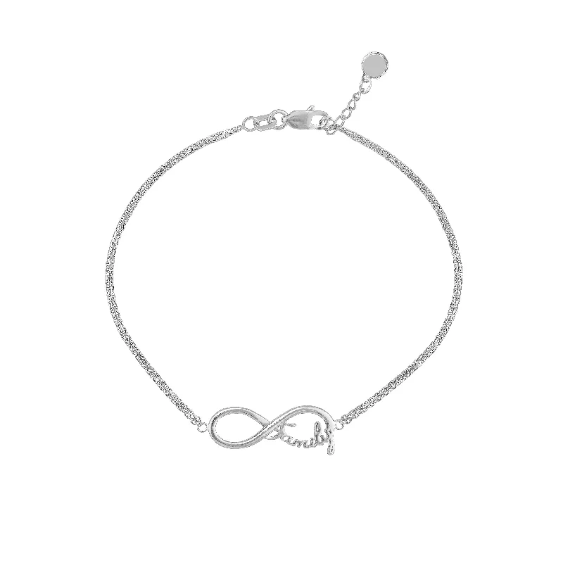 Luxury Jewelry At Unbeatable Discounts Sterling Silver Infinity Symbol Family Adjustable Bracelet
