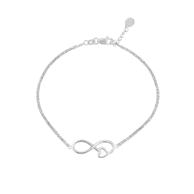 Huge Savings On Timeless Jewelry Collections Sterling Silver Infinity Symbol Heart Adjustable Bracelet