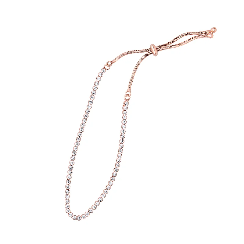 Shop Jewelry That Shines Without The High Price Sterling Silver Rose CZ Tennis Friendship Bracelet