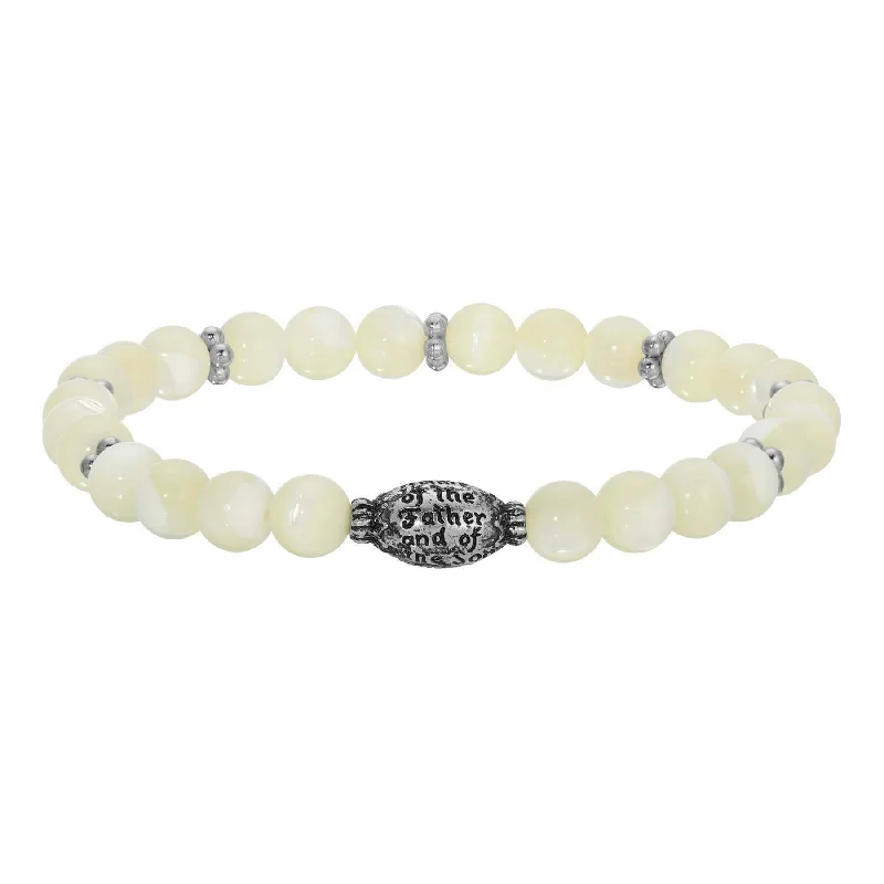 Trending Jewelry Now At Unbeatable Prices Symbols Of Faith Mother Of Pearl Prayer Bead Stretch Bracelet