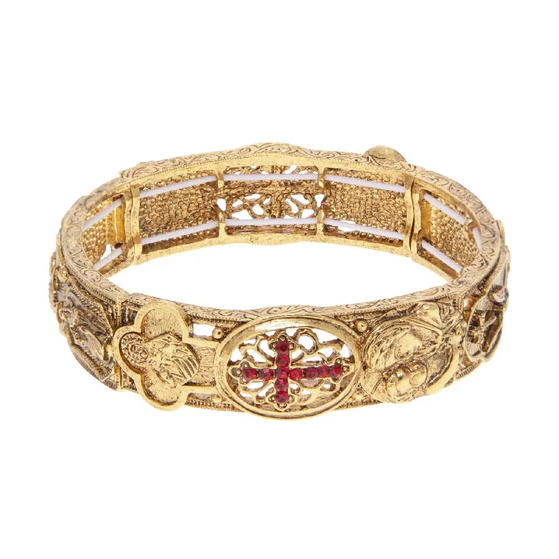 Unique Jewelry Designs Now At Discounted Rates Symbols Of Faith Spiritual Imagery & Light Siam Red Crystal Cross Stretch Bracelet