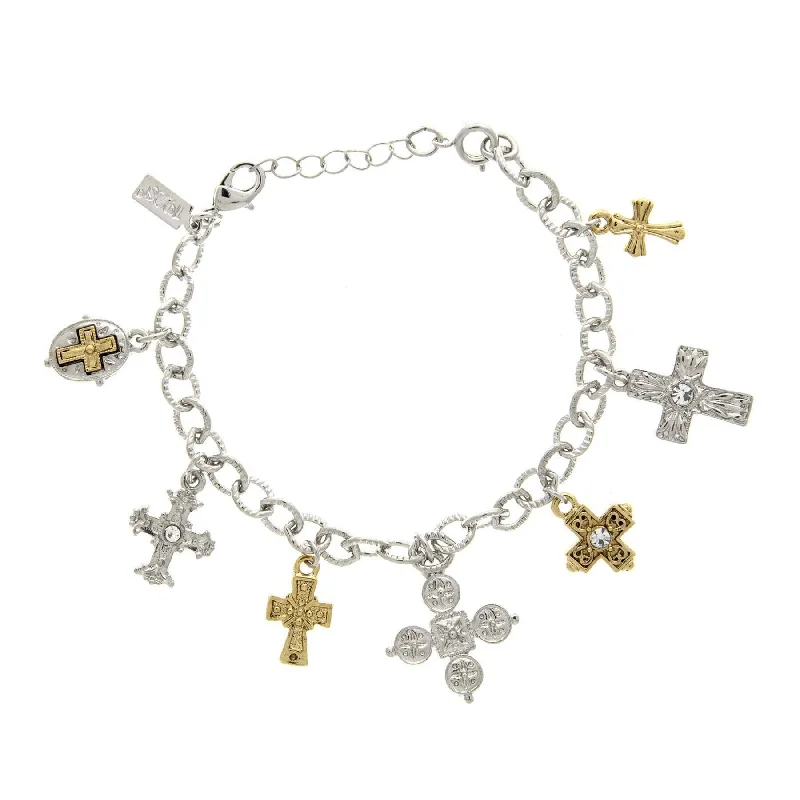 Exclusive Jewelry Markdowns – Limited-Time Offer Symbols Of Faith Seven Cross Charm Bracelet