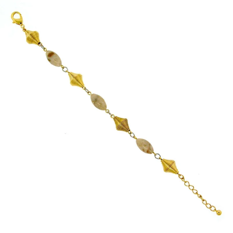 Affordable Luxury Jewelry For Every Occasion T.R.U. Riverstone Gemstone Gold Spring Beaded Bracelet