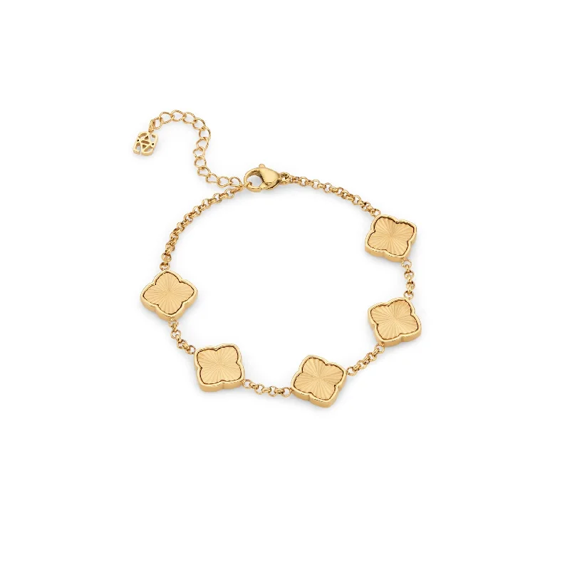 Your Dream Jewelry At Dream Prices Textured Multi Clover Bracelet (Gold)