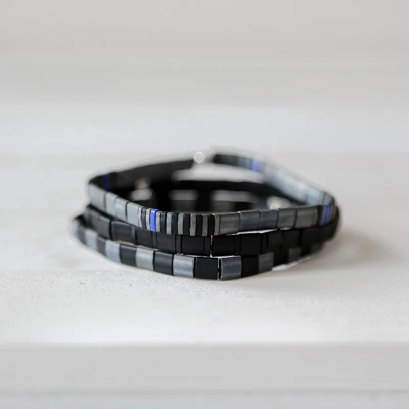 Handcrafted Beauty At Affordable Prices THIN BLUE LINE in Gray - POLICE BRACELET