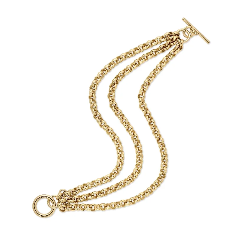 Sparkle On A Budget – Fine Jewelry For Less Triple Micro Royal Chain Toggle Bracelet