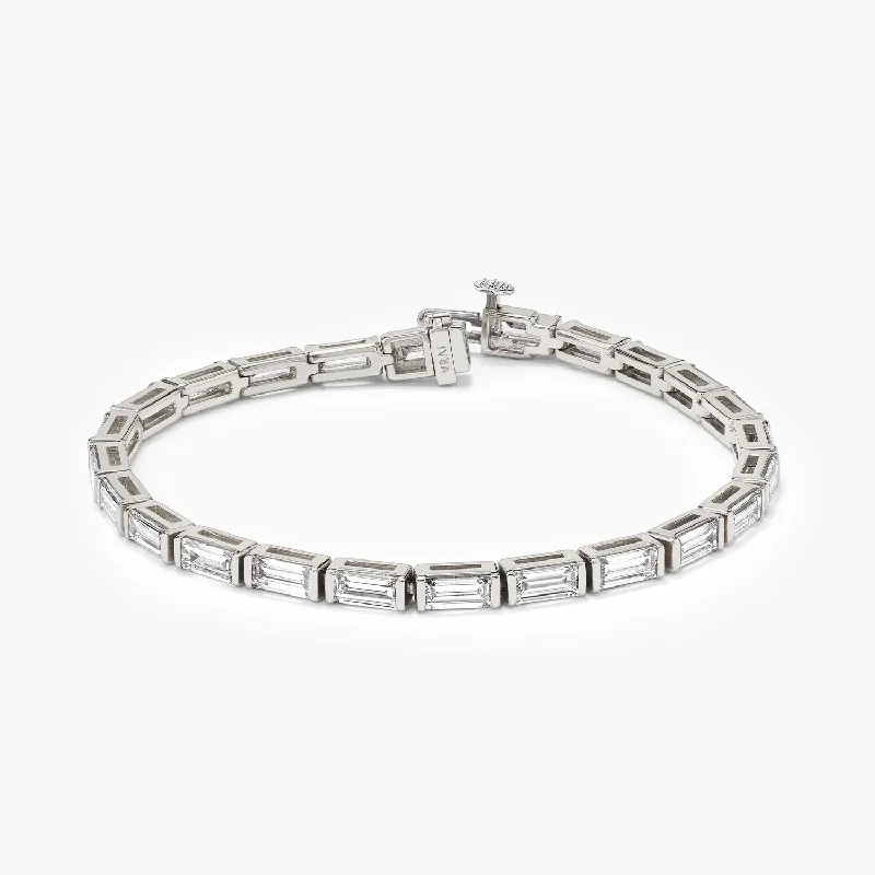 Grab Stylish Jewelry Before The Sale Ends Baguette 14K Whitegold Tennis Bracelet w. Lab-Grown Diamonds