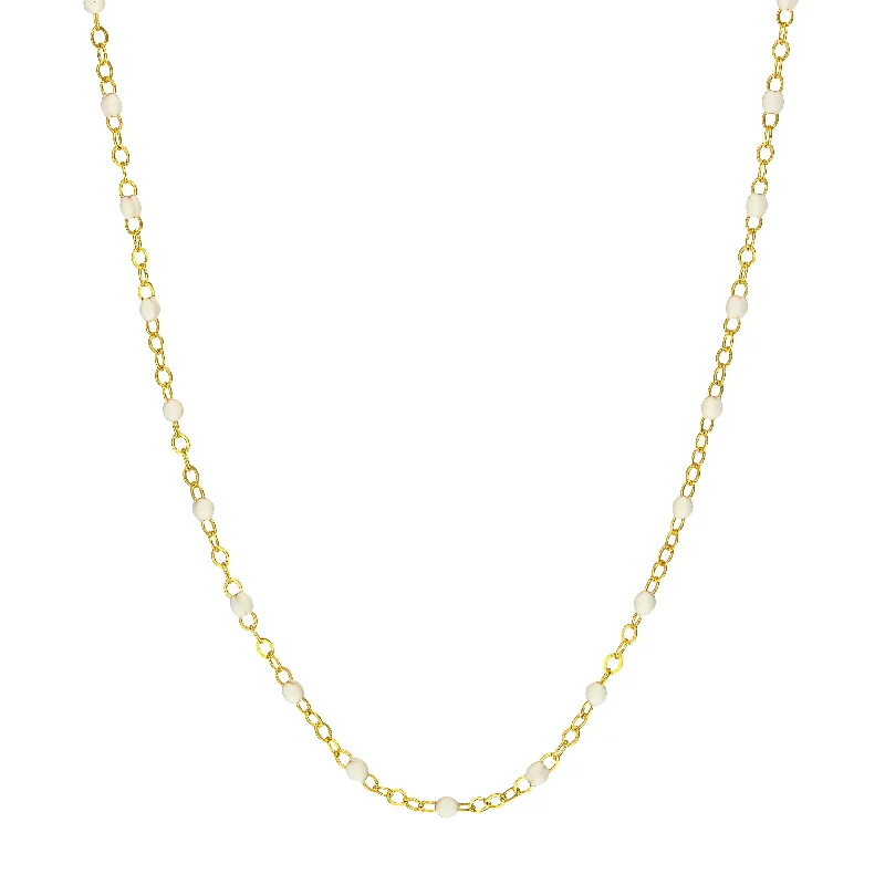 Last Chance To Grab Your Favorite Jewelry At A Discount White Enamel Bead on Piatto Chain