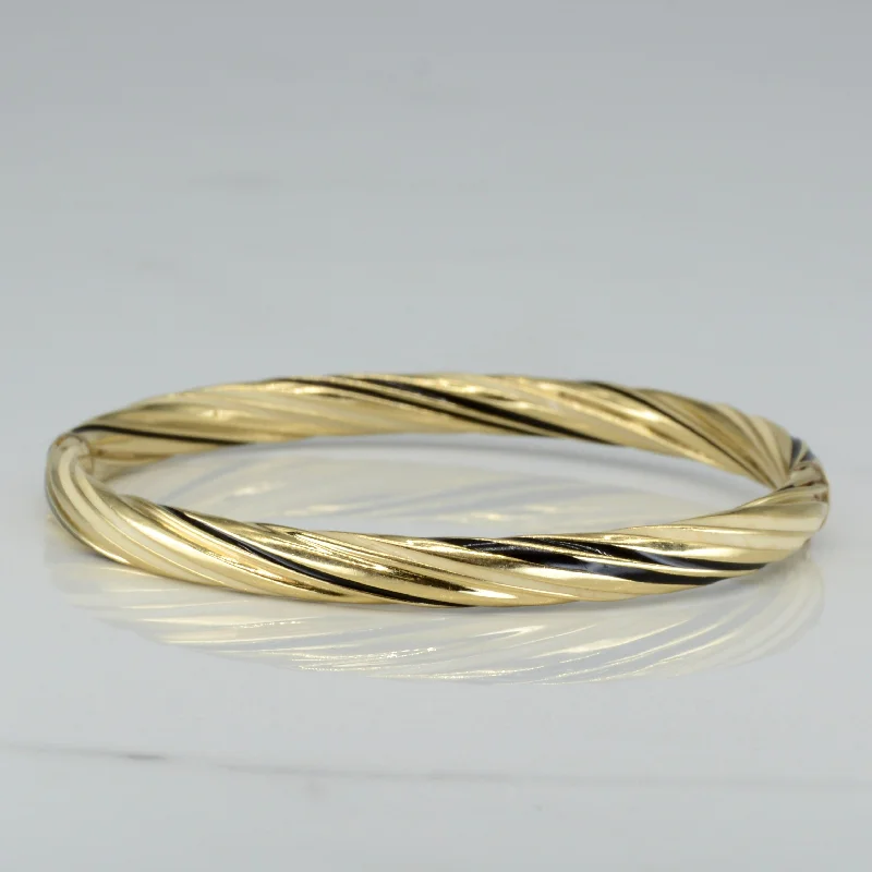 Shop Handcrafted Jewelry At Special Promotional Rates Black & White Enameled Gold Bangle | 7" |