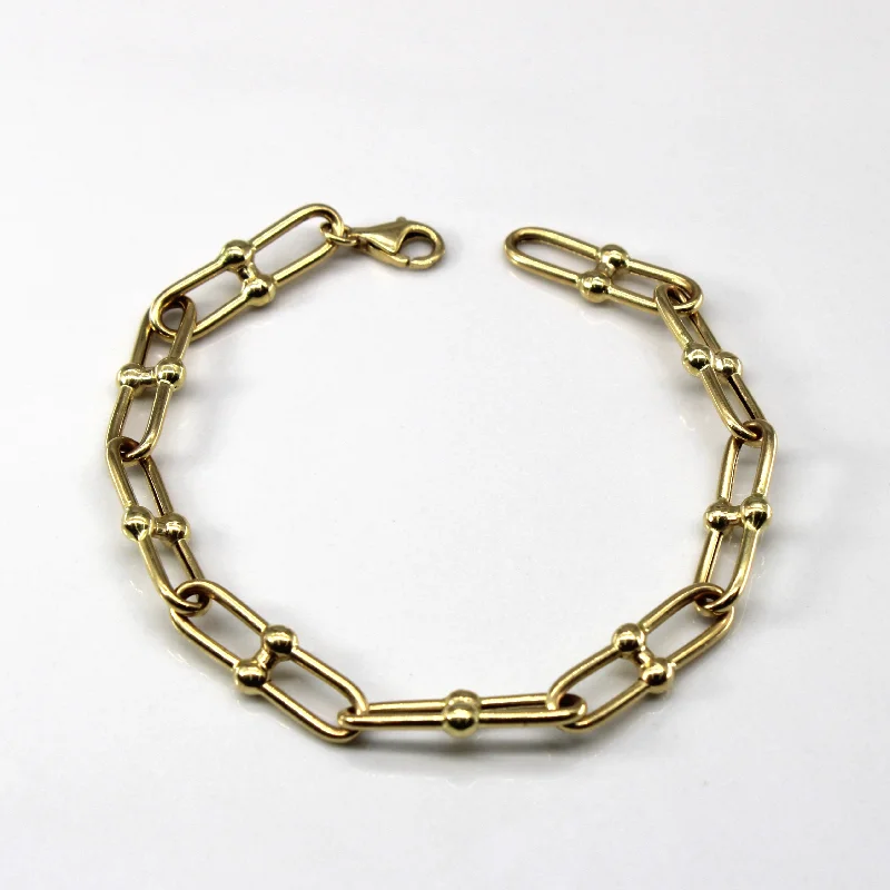 Must-Have Jewelry At Unbelievable Discounts 18k Yellow Gold Elongated Link Cable Chain Bracelet | 7"|