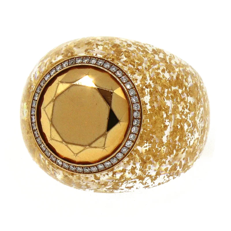Shop Elegant Jewelry At Unbeatable Prices Chopard Diamond Resin Ring in 18k Yellow Gold