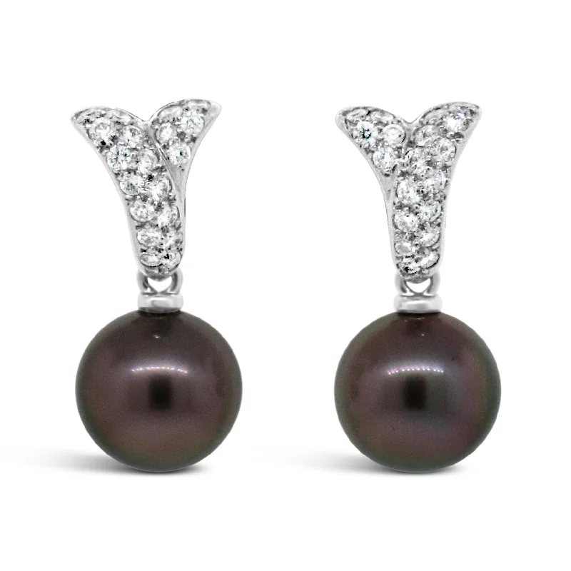 Flash Deals On Fine Jewelry – Shop Before It's Gone Mikimoto Black Pearl and Diamond Earringss