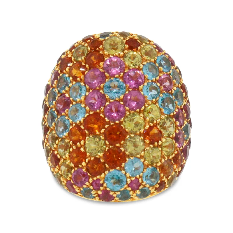 Make Every Moment Shine – Jewelry Discounts Available Pasquale Bruni Multicolor Gemstones 18k Yellow Gold Dome Ring