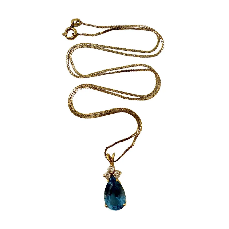 Shop Fine Jewelry With Exclusive Savings 14K Gold Filled Chain Necklace with Topaz and Diamond Pendant