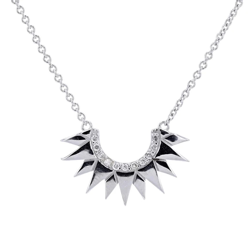 Sparkle More For Less – Jewelry Sale Happening Now 14k White Gold Half Sun Diamond Pendant