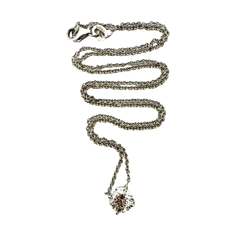 Chic And Stylish Jewelry At Exclusive Prices 14K White Gold Lab Grown 1.0 ct Diamond Pendant  Necklace