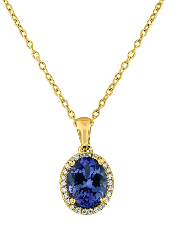Shop Trending Jewelry With Exclusive Savings 14K Yellow Gold Tanzanite and Diamond Pendant, 1.86 TCW