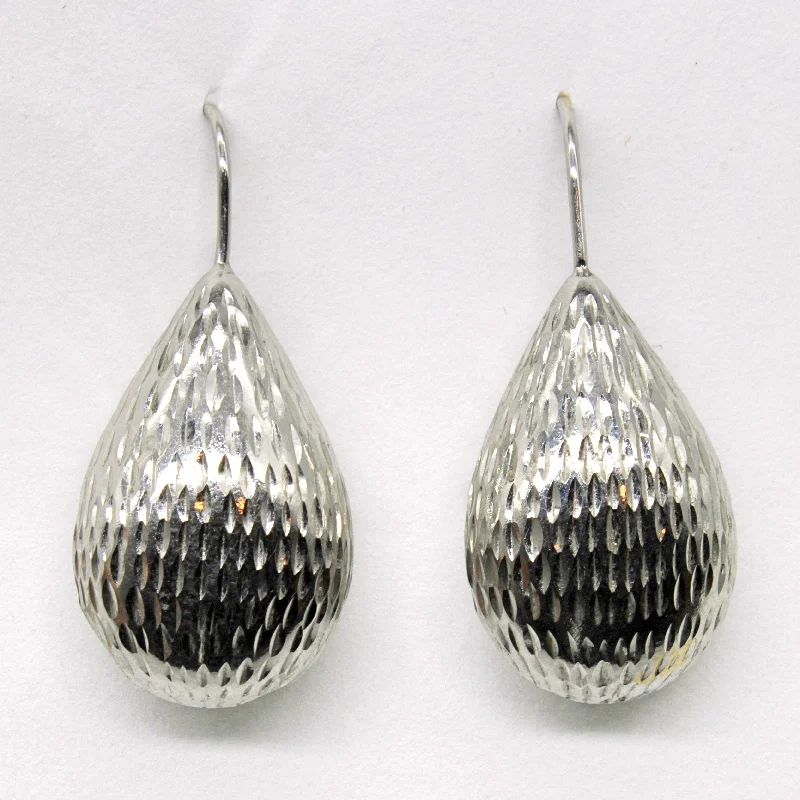 Elegant Jewelry, Exclusive Prices – Shop Now White Gold Puffed Tear Drop Earrings |