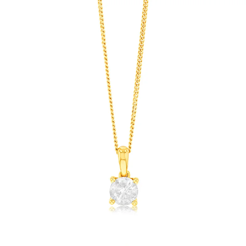 The Perfect Jewelry Piece At The Perfect Discount 9ct Yellow Gold 3/4 Carat Diamond Pendant